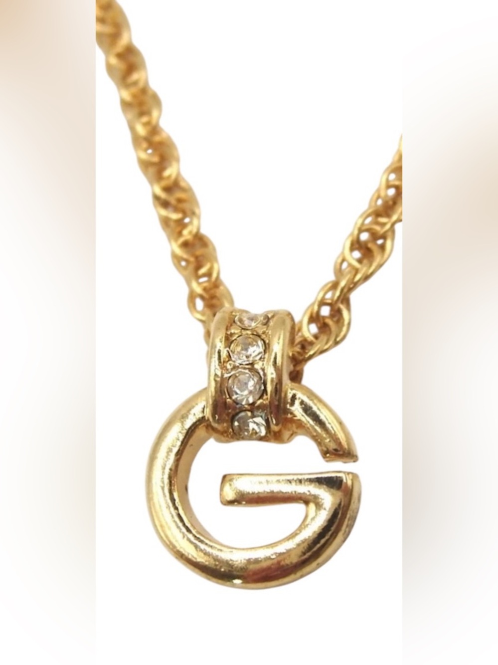 GIVENCHY G Initial Pendant Necklace with Crystal Accents